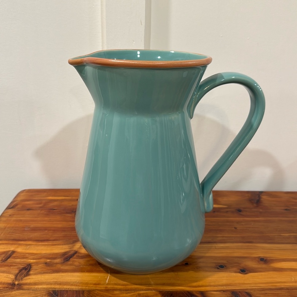 Bobby Flay Stoneware Turquoise Large Pitcher